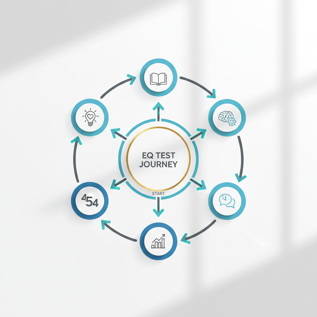 A step-by-step infographic outlining the process of taking an emotional intelligence test.