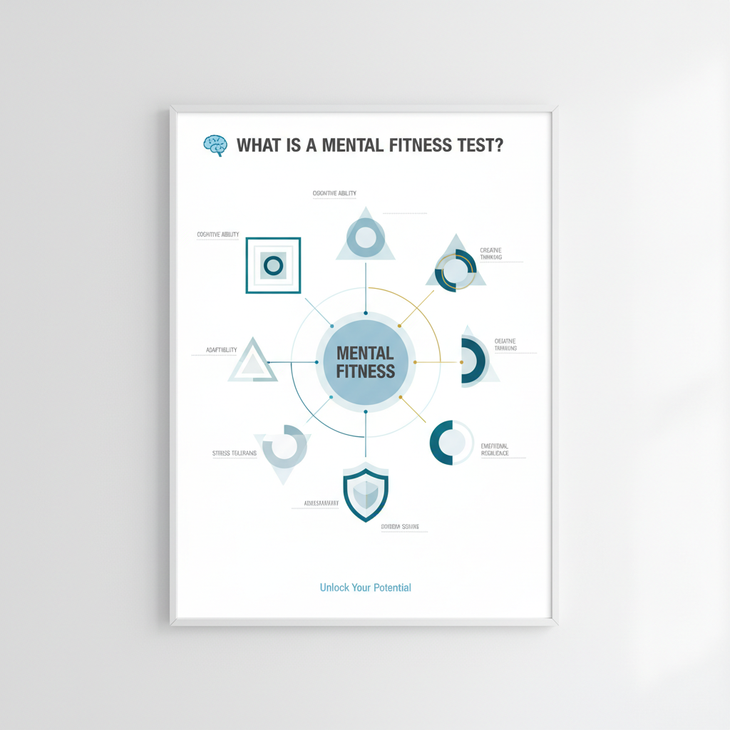 An abstract diagram illustrating the core concept and interconnected components of a mental fitness test.