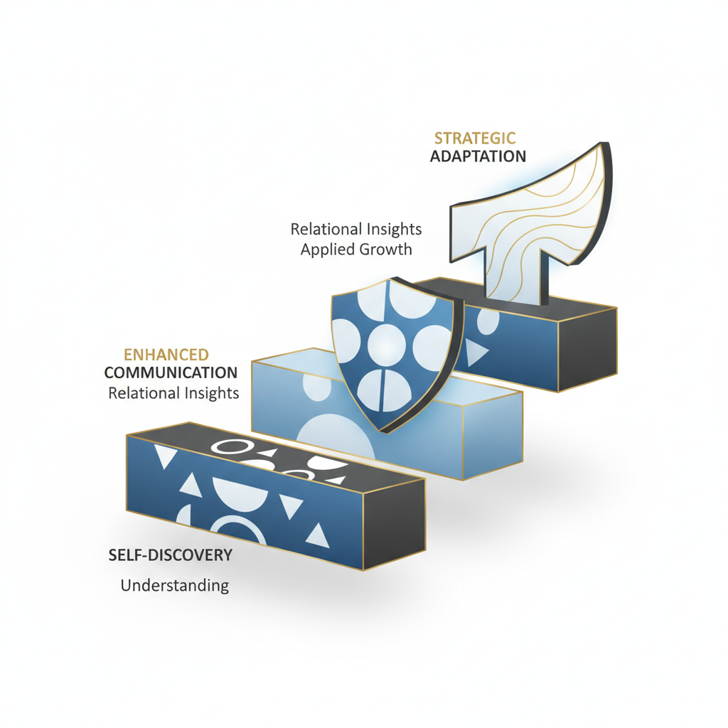 An infographic illustrating personal growth as a layered, ascending progression of conceptual blocks, each representing benefits from understanding test types.